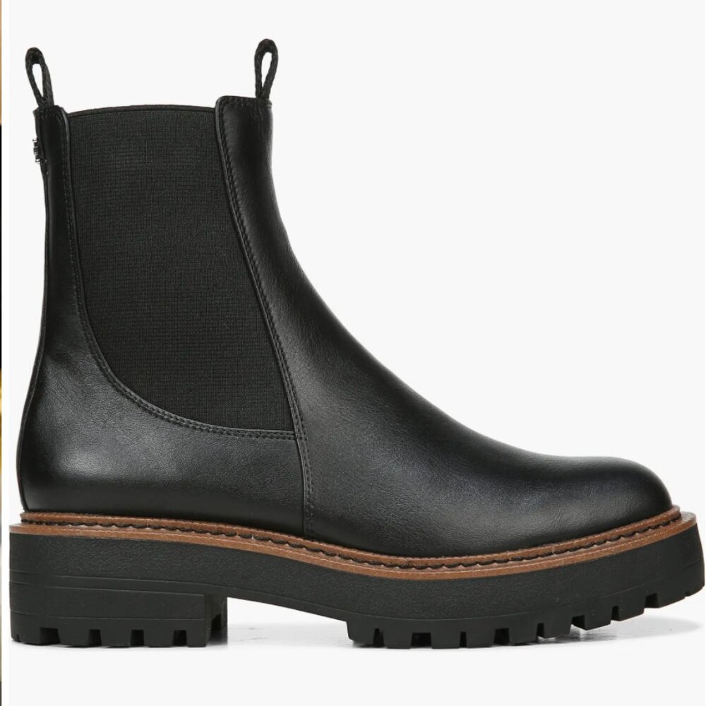 Sam Edelman Black Leather Laguna Waterproof Lug Sole Chelsea Boot - (Women) 9.5